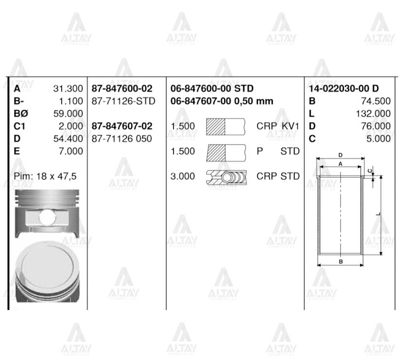 Hyundai Accent Piston Segman . Std OEM 06-847600-00